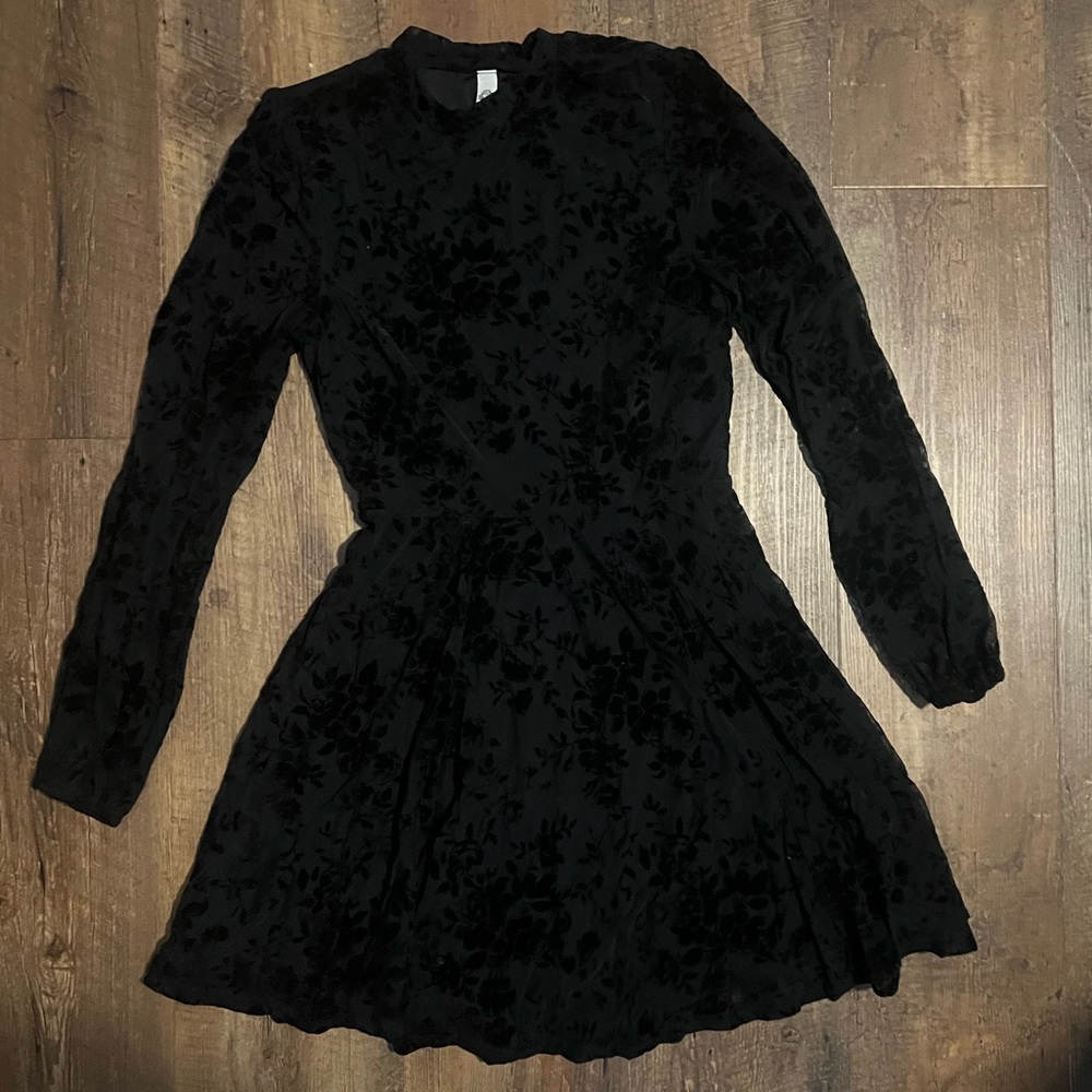 Velvet floral mini dress size medium
